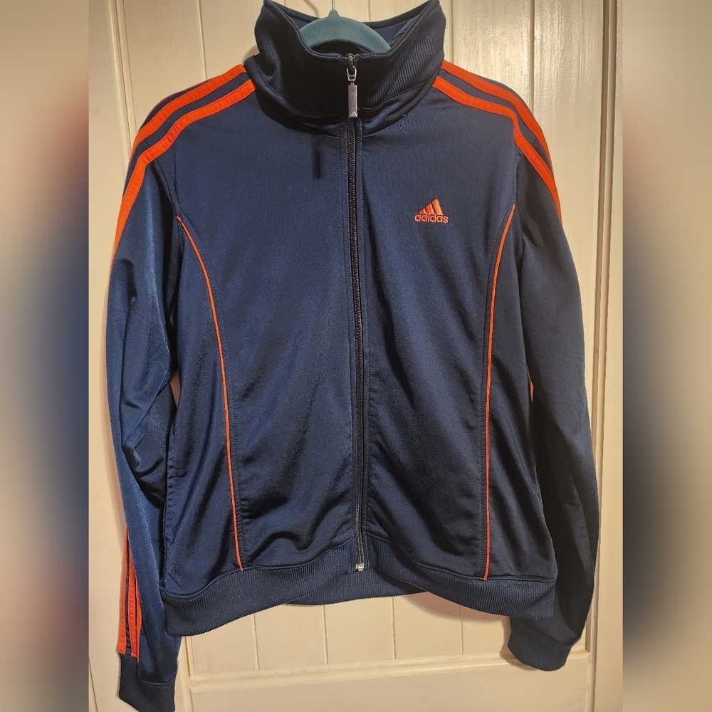 Adidas Navy Blue with orange stripes jacket Men''s Size M. - Picture 2 of 6